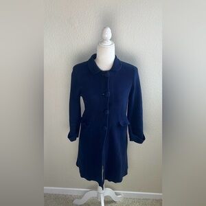 J.Crew - Cotton Knit Blue Navy Long Coat Cardigan Size S